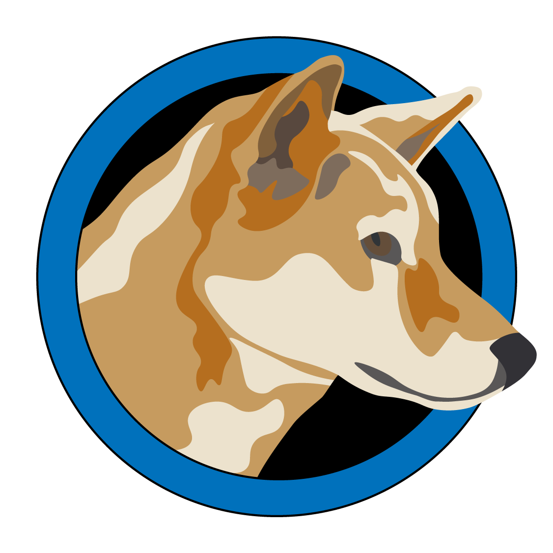 a stylized dingo in profile